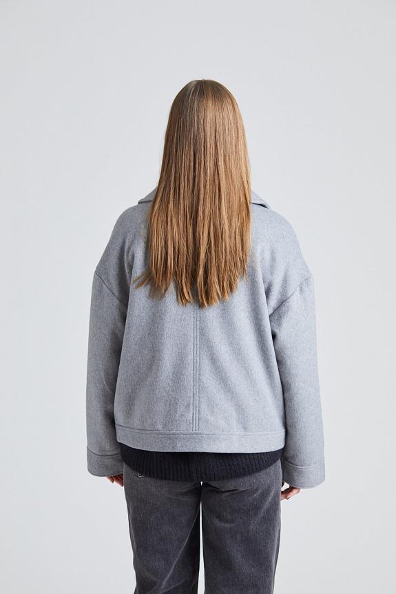 Once Untold Iris Short Coat Light Grey Melange-7