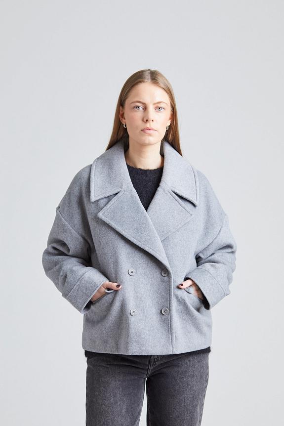 Once Untold Iris Short Coat Light Grey Melange-1
