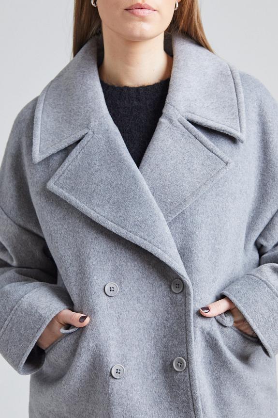 Once Untold Iris Short Coat Light Grey Melange-5