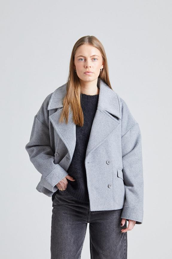 Once Untold Iris Short Coat Light Grey Melange-4