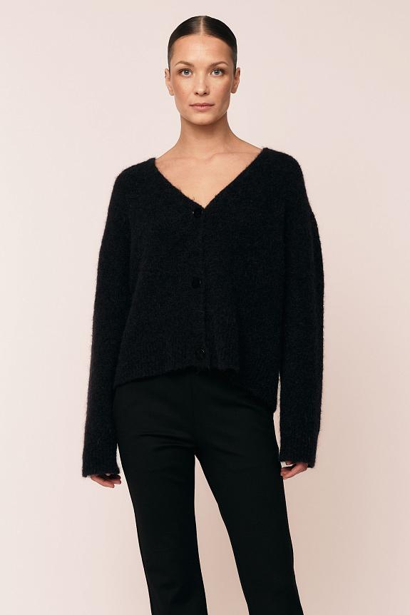 Once Untold Astrid V Neck Cardigan Black