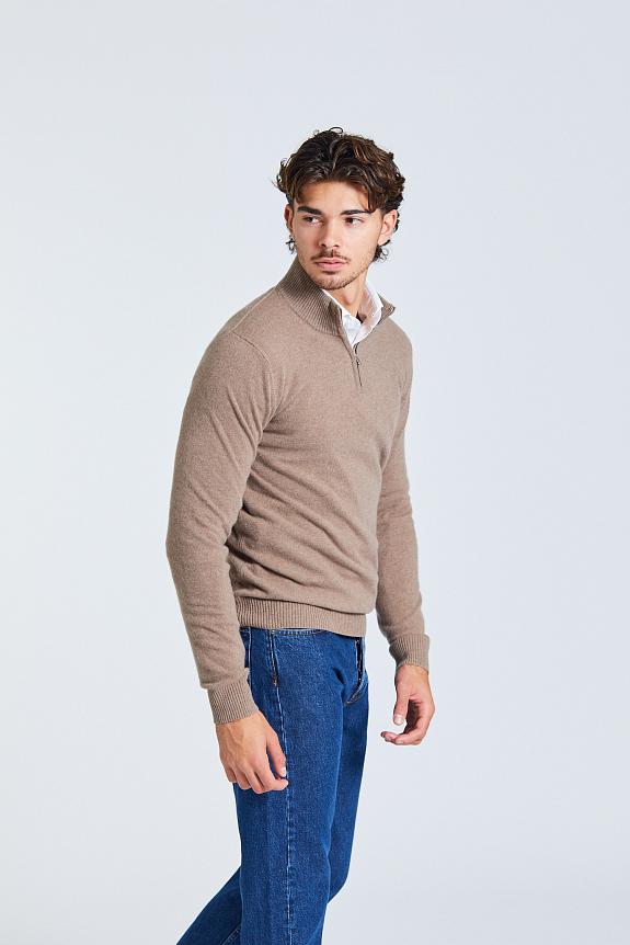 Onesto 1/2 Zip Merino Cash Beige Mel-3