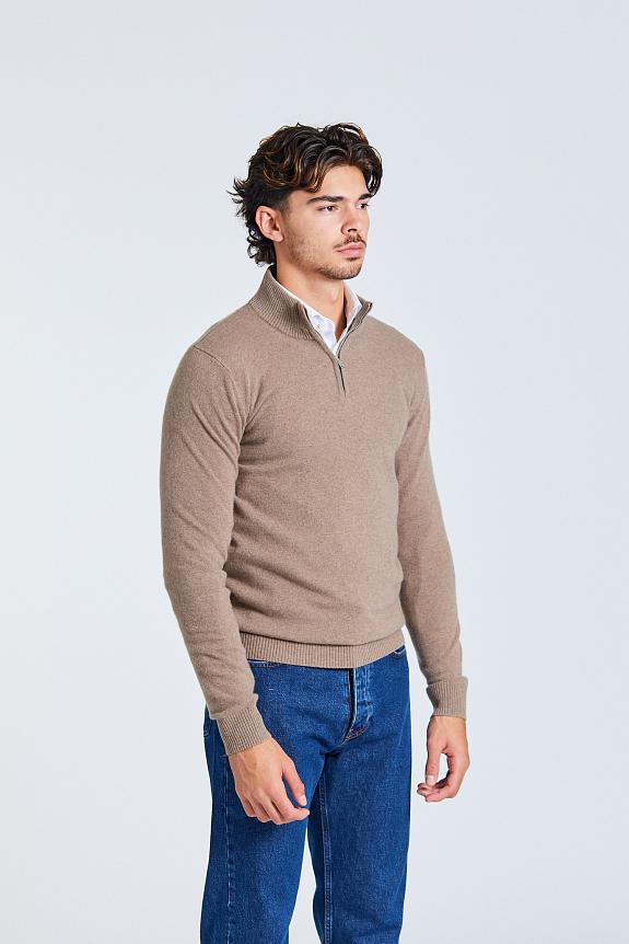 Onesto 1/2 Zip Merino Cash Beige Mel-4