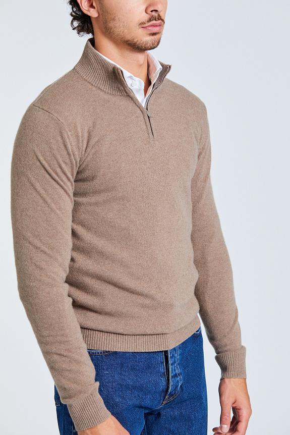 Onesto 1/2 Zip Merino Cash Beige Mel-1