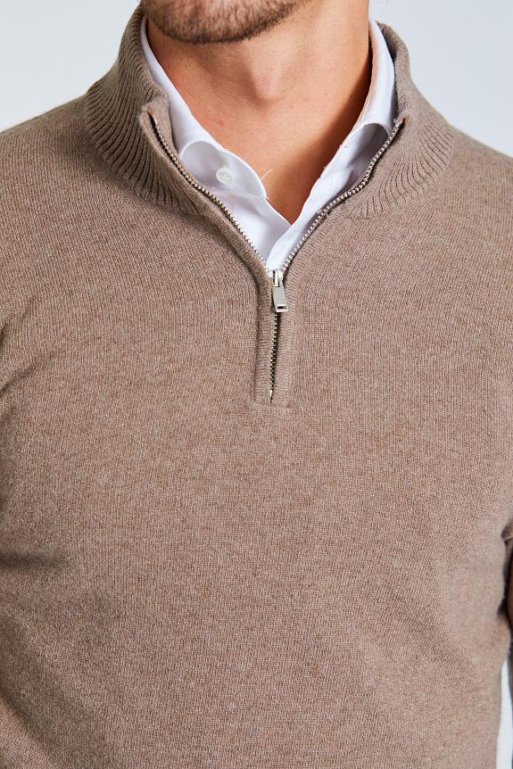 Onesto 1/2 Zip Merino Cash Beige Mel-5