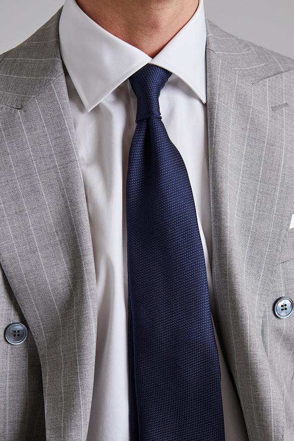 Onesto Handrolled Silk Garza Tie Navy-1