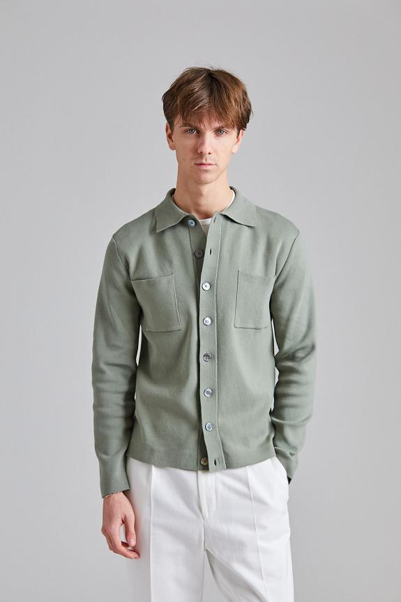 Onesto Knitted Cotton Shirt Jacket Salvia