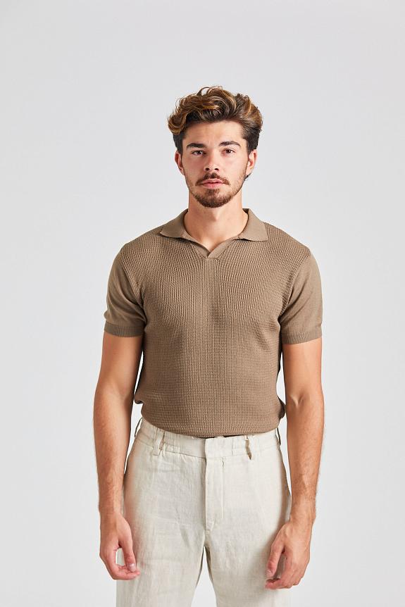 Onesto Knitted Polo Shirt Fango-2