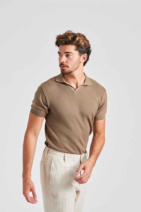 Onesto Knitted Polo Shirt Fango-1