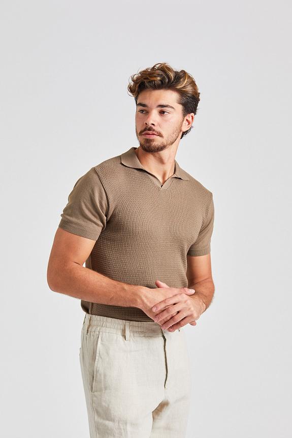 Onesto Knitted Polo Shirt Fango-4