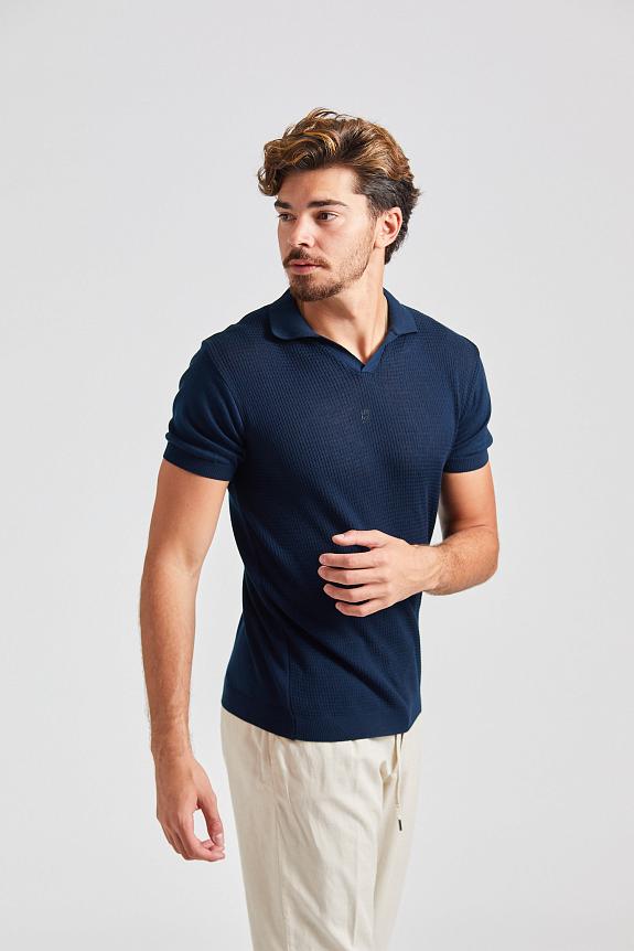 Onesto Knitted Polo Shirt Navy-1
