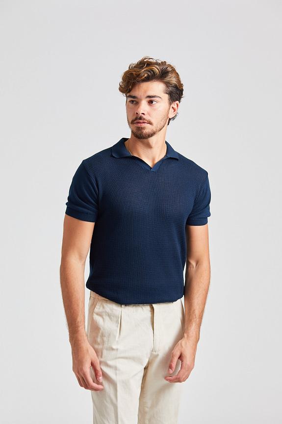 Onesto Knitted Polo Shirt Navy-3