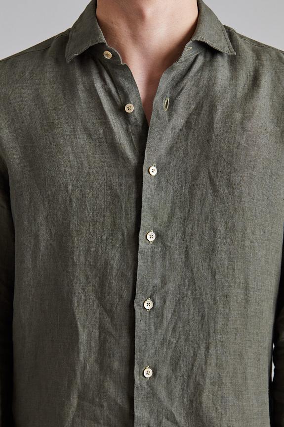 Onesto Linen Shirt Dk. Green-4