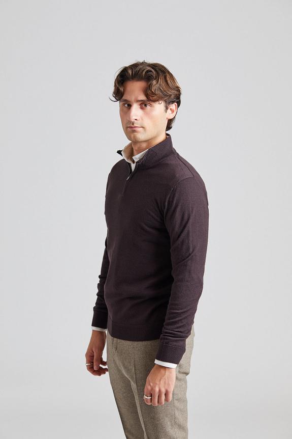 Onesto Merino Extrafine Half Zip Dark Brown-2