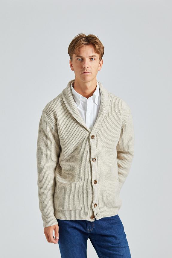 Onesto Merino Rib Cardigan Beige Melange