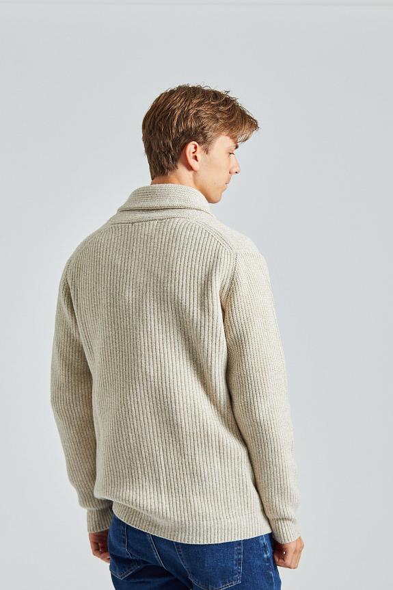 Onesto Merino Rib Cardigan Beige Melange-2