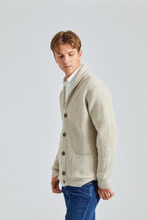 Onesto Merino Rib Cardigan Beige Melange-3