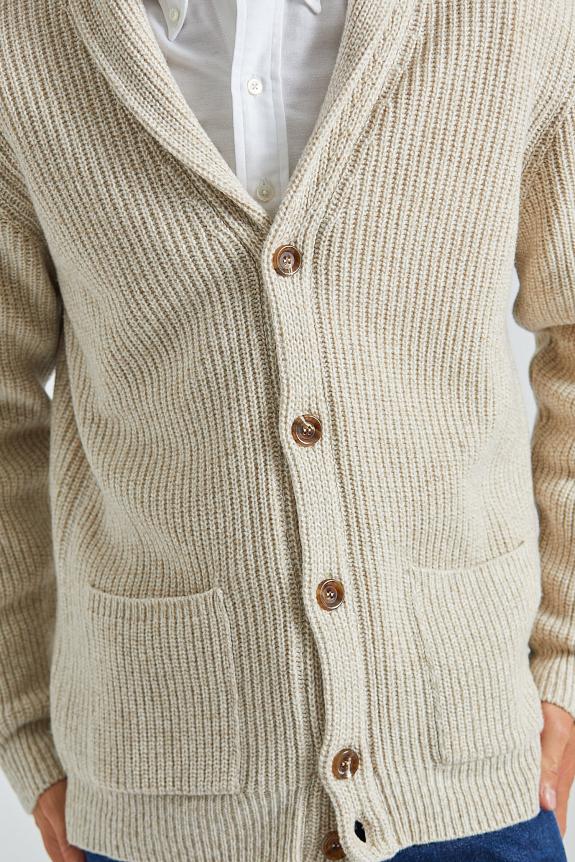 Onesto Merino Rib Cardigan Beige Melange-4