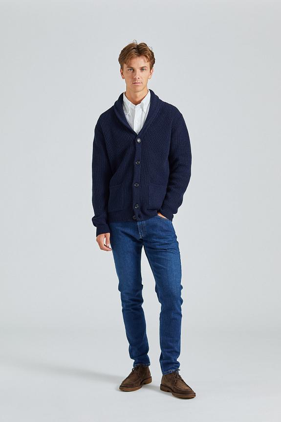 Onesto Merino Rib Cardigan Navy