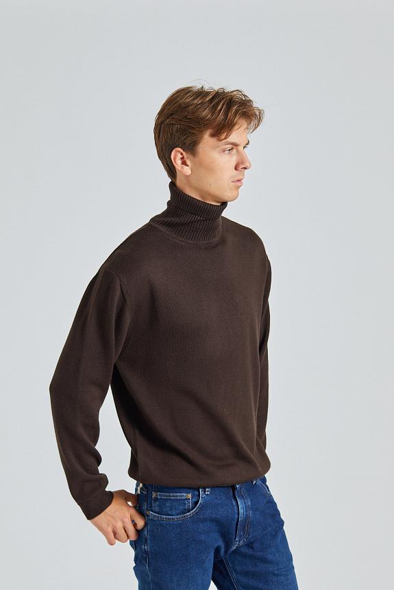 Onesto Merino Rollneck Dark Brown-1