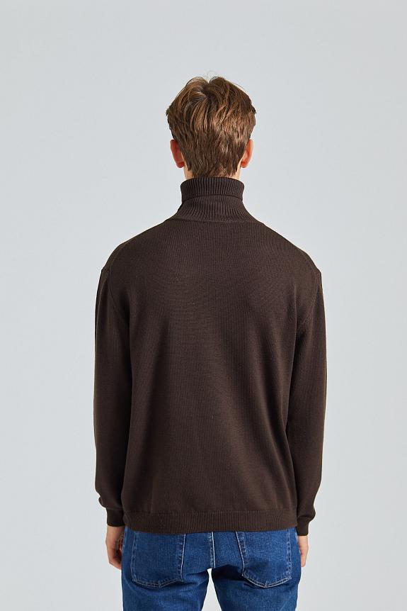 Onesto Merino Rollneck Dark Brown-2