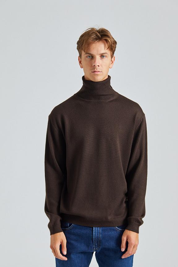 Onesto Merino Rollneck Dark Brown-3