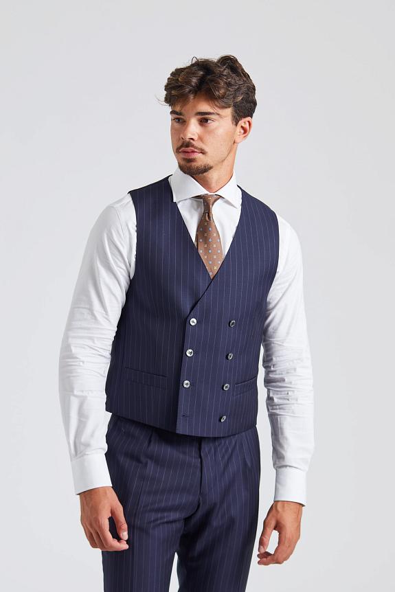 Onesto Veneto Waistcoat Navy Pinstripe