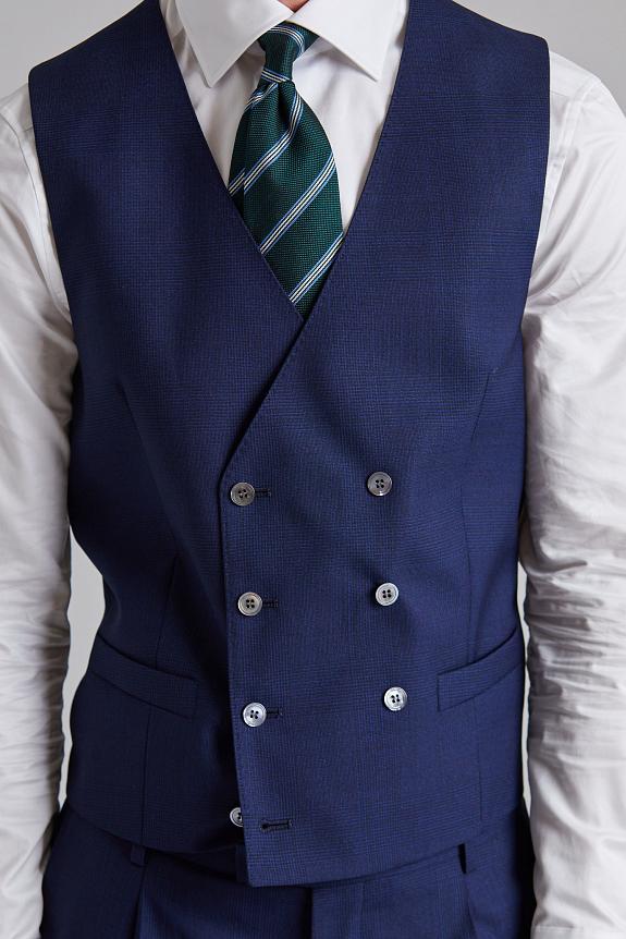 Onesto Veneto Waistcoat Tropical Glencheck Blue-1