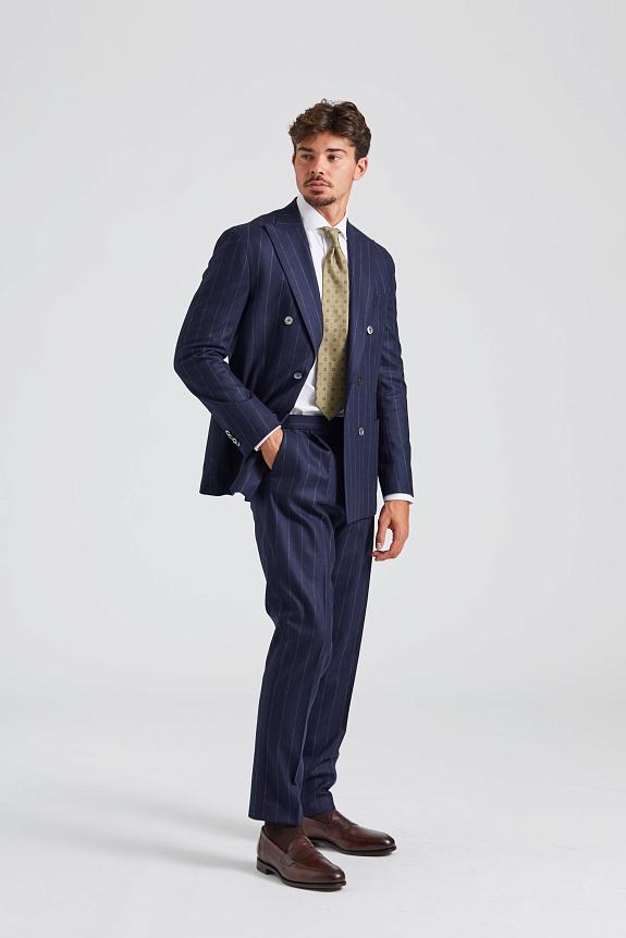 Onesto Vicenza Flannel Suit Navy Stripe