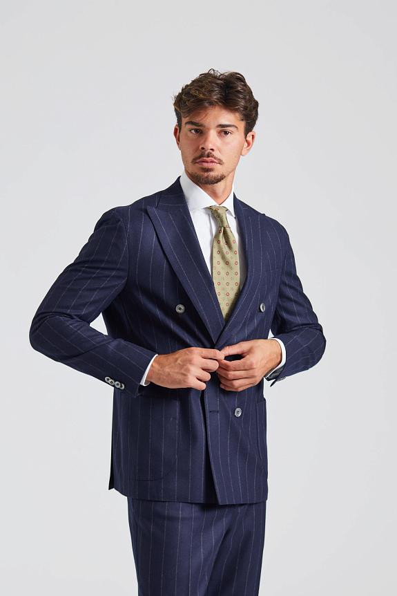 Onesto Vicenza Flannel Suit Navy Stripe-1