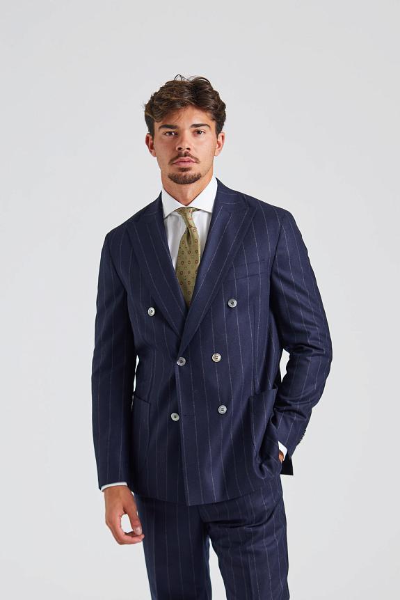 Onesto Vicenza Flannel Suit Navy Stripe-3