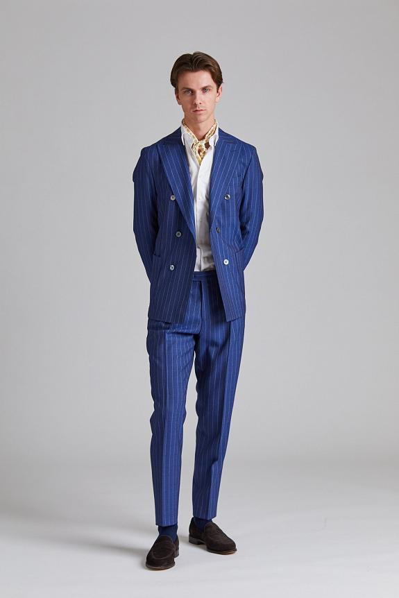 Onesto Vicenza Suit Tropical Pinstripe Blue