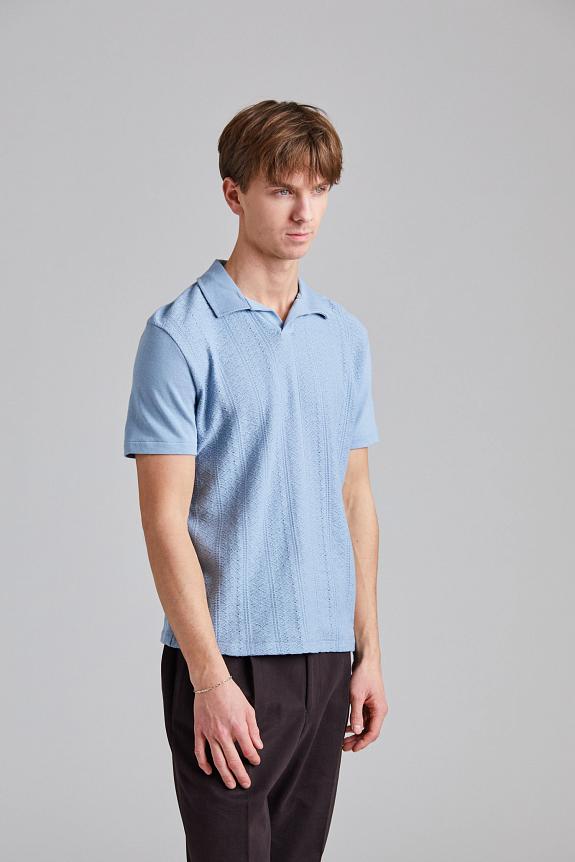 Oscar Jacobson Connor Structured Poloshirt Smog Blue-1