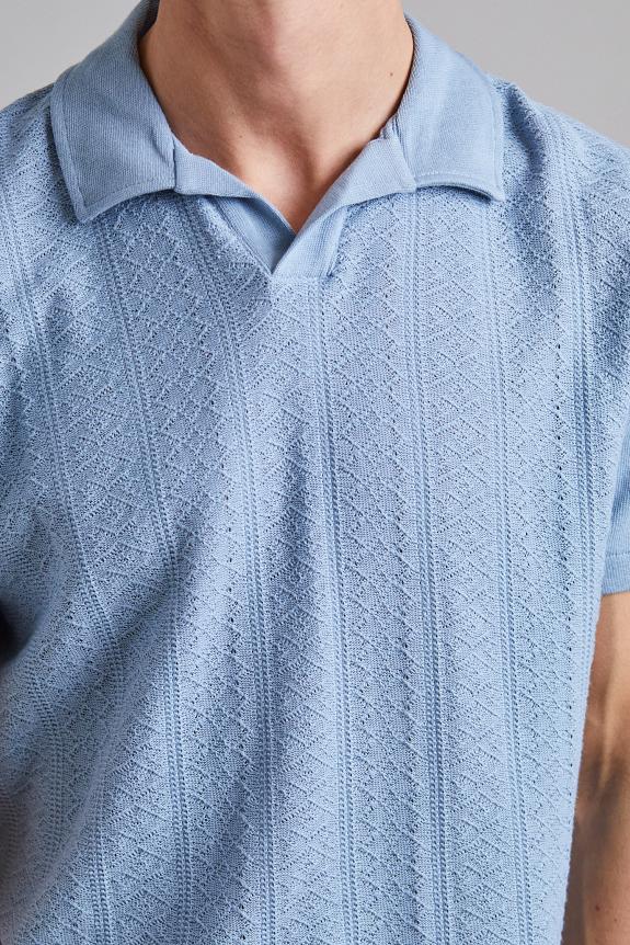 Oscar Jacobson Connor Structured Poloshirt Smog Blue-3