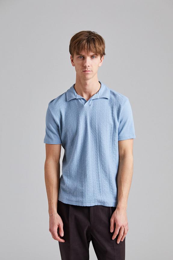 Oscar Jacobson Connor Structured Poloshirt Smog Blue