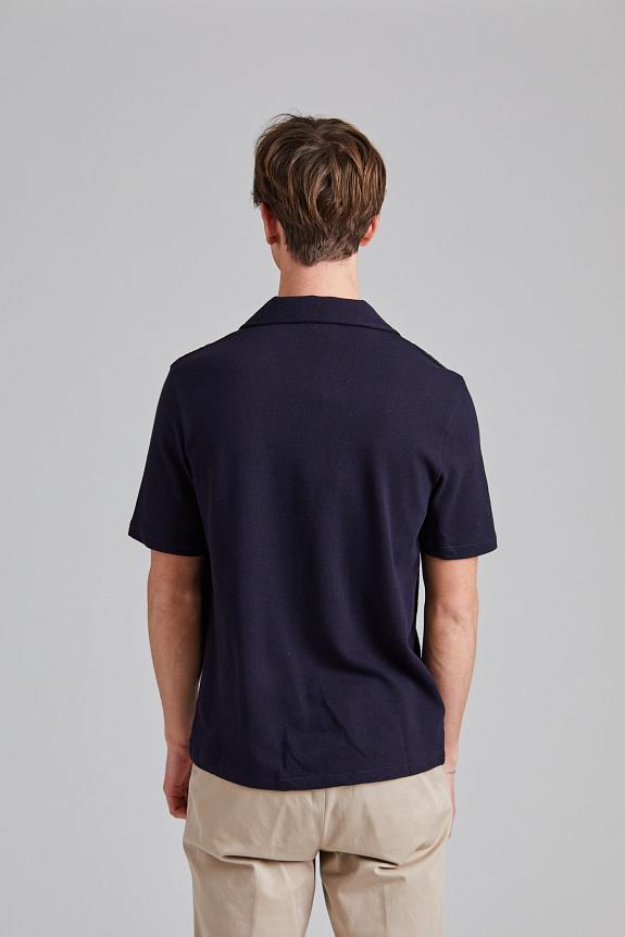 Oscar Jacobson Kirk Knitted Shirt Night Blue-3