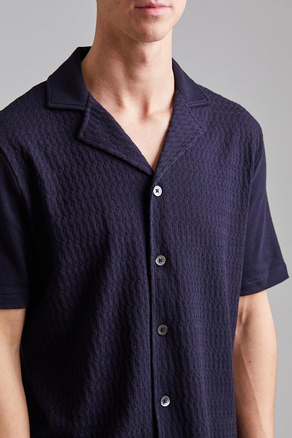 Oscar Jacobson Kirk Knitted Shirt Night Blue-4