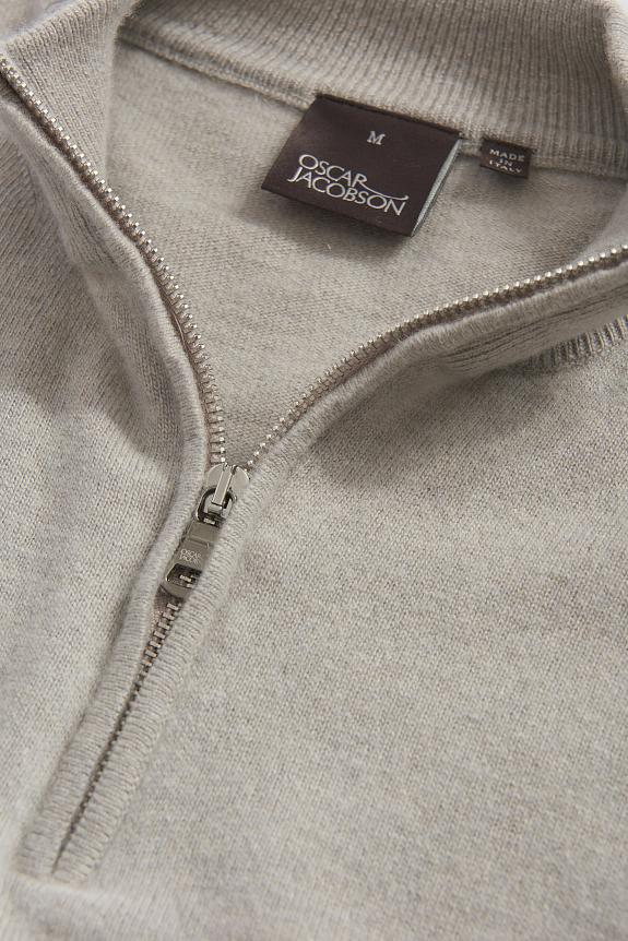 Oscar Jacobson Patton Half Zip Brick Beige