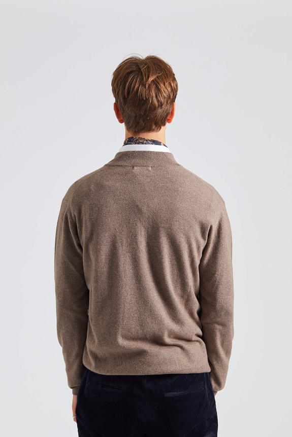 Oscar Jacobson Patton Half Zip Walnut Beige