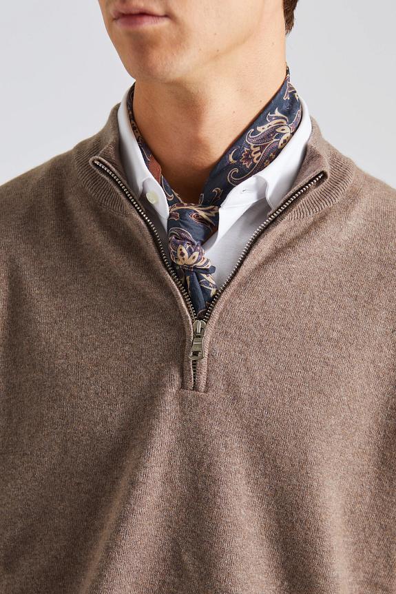 Oscar Jacobson Patton Half Zip Walnut Beige