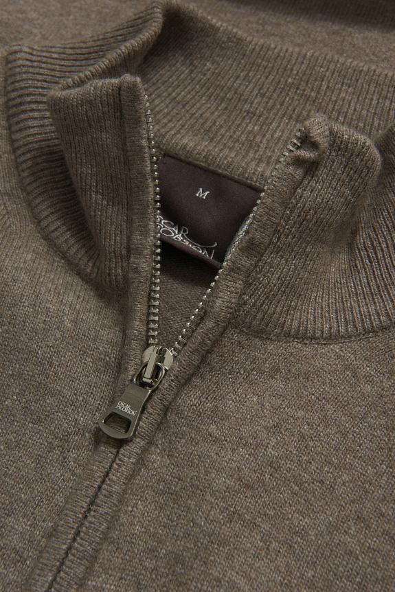 Oscar Jacobson Patton Half Zip Walnut Beige