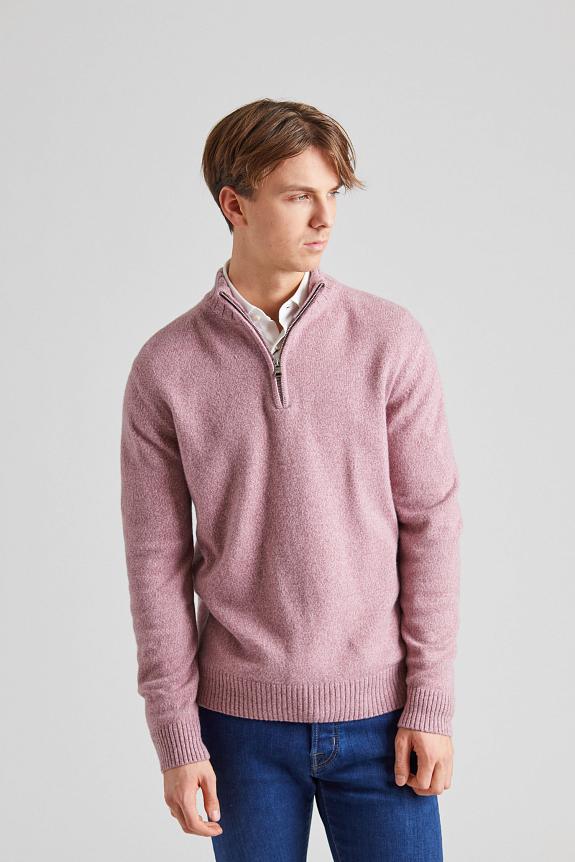 Oscar Jacobson Paul Half Zip Faded Pink-2