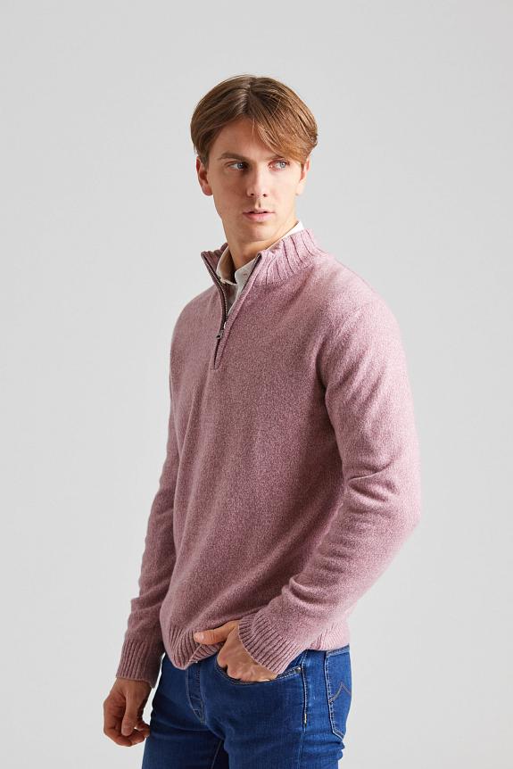 Oscar Jacobson Paul Half Zip Faded Pink-3