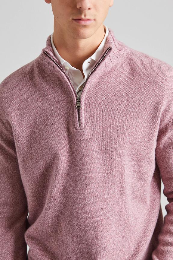 Oscar Jacobson Paul Half Zip Faded Pink-4