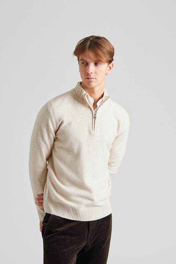 Oscar Jacobson Paul Half Zip Beach Beige-2