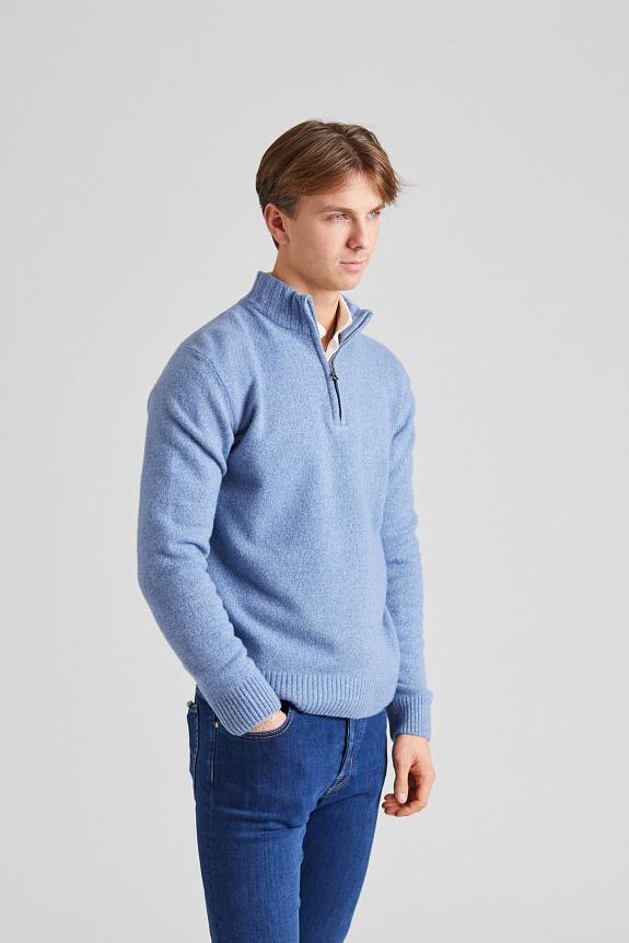 Oscar Jacobson Paul Half Zip Pond Blue-2