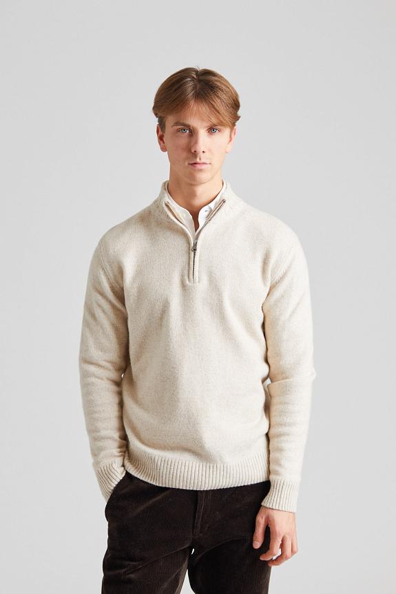 Oscar Jacobson Paul Half Zip Beach Beige