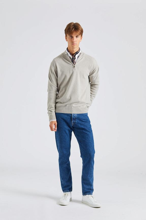 Oscar Jacobson Patton Half Zip Brick Beige