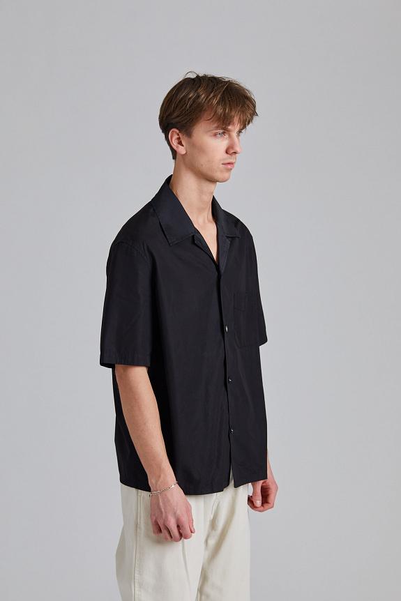 OUR LEGACY Heusen Shirt Shortsleeve Black All Day Poplin-1