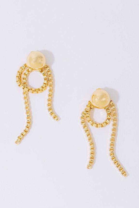 PEARL OCTOPUSS.Y Chain Loop Earrings Gold